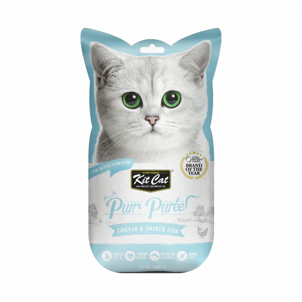 Kit Cat Purr Puree Liquid Treat with chicken & smoked fish