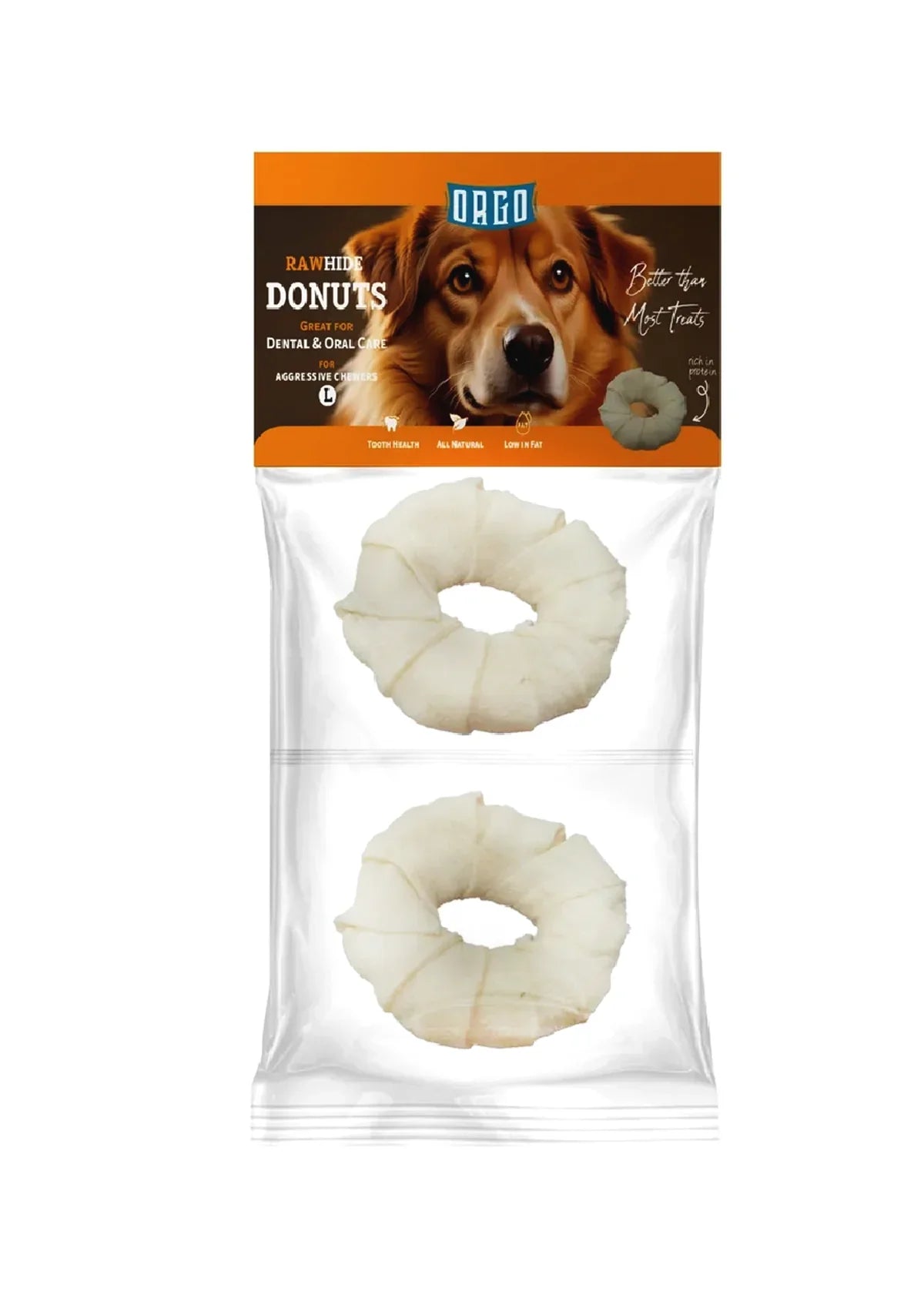 Orgo Rawhide Donuts for Dog Dental Oral Care 3 PC Small
