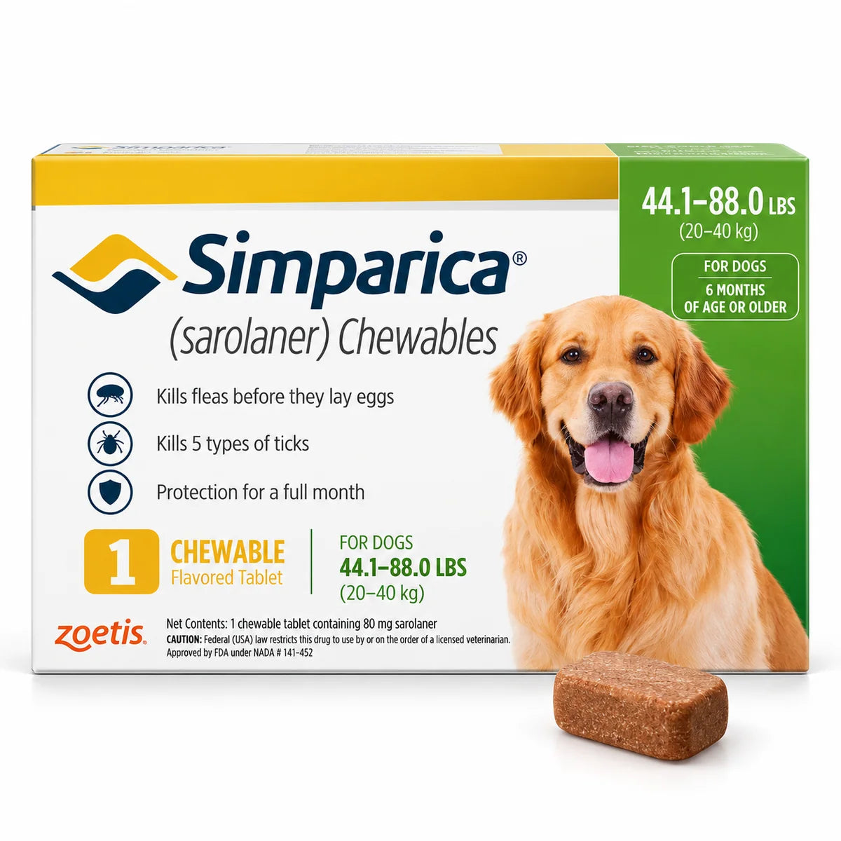 Simparica Sarolaner – 1 Chewable Tablet