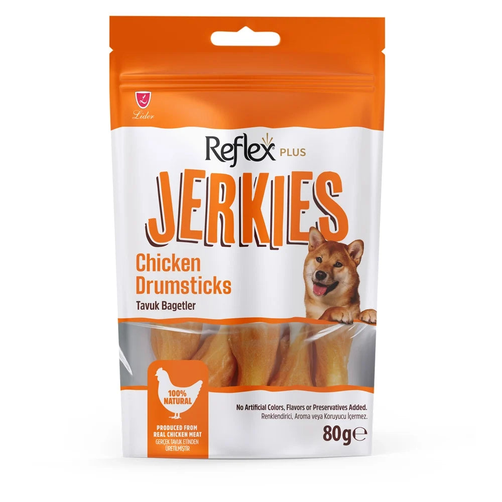 Reflex Plus Jerkies Chicken Dog Treats 80G