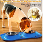 Pet Bowls with Non-Slip Silicone Mat