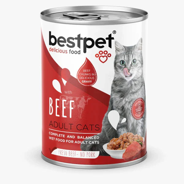 bestpet Adult Cat with beef Wet Food Cans 400 gm
