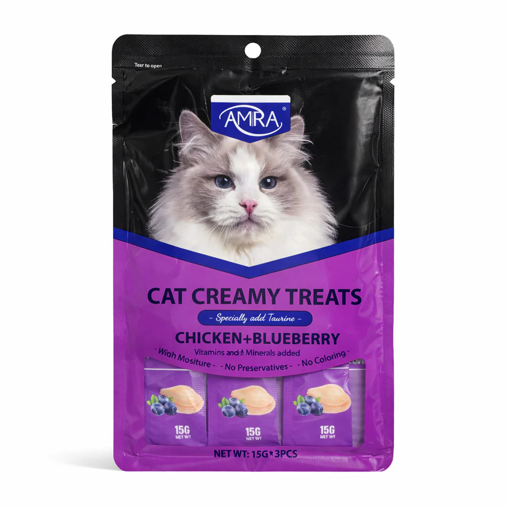 Amna Cat Creamy Treats with Blueberry & Chicken 15Gx5pc