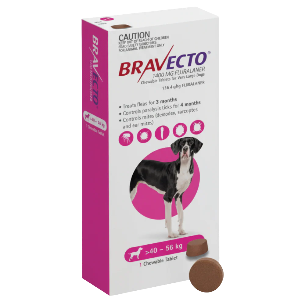 Bravecto MSD Adult Dog Flea & Tick Treatment - 1 Tablet Weight Variants: