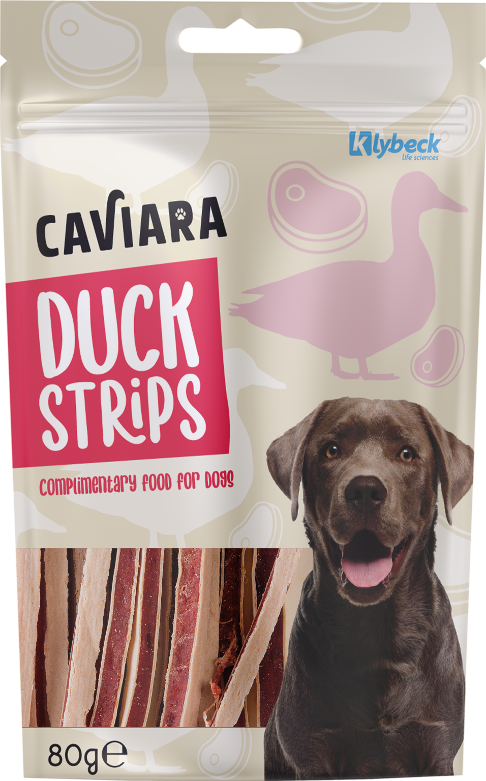 Caviara Dog Treats Duck Strips 80g
