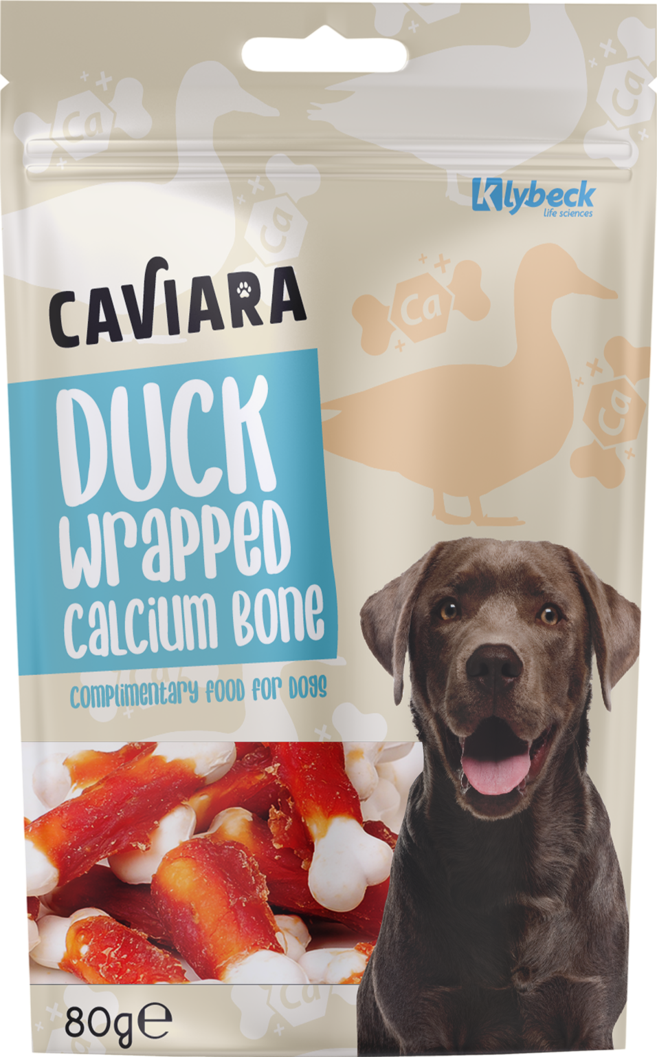 Caviara Dog Treats Duck wrapped calcium bones 80g