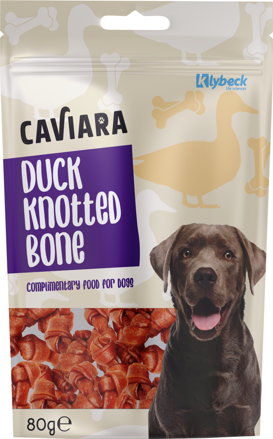 Caviara Dog Treats Duck Knotted Bone 80g