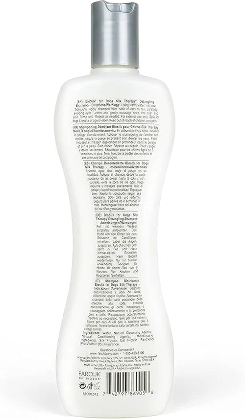 Biosilk for Dogs Silk Therapy Detangling Shampoo 355ml