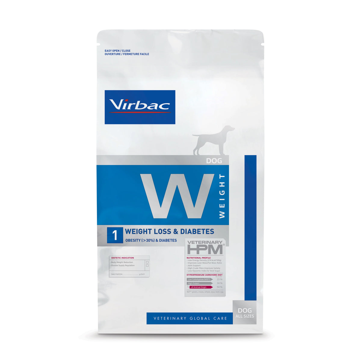 Virbac Veterinary HPM Dog W1 Weight Loss & Diabetes