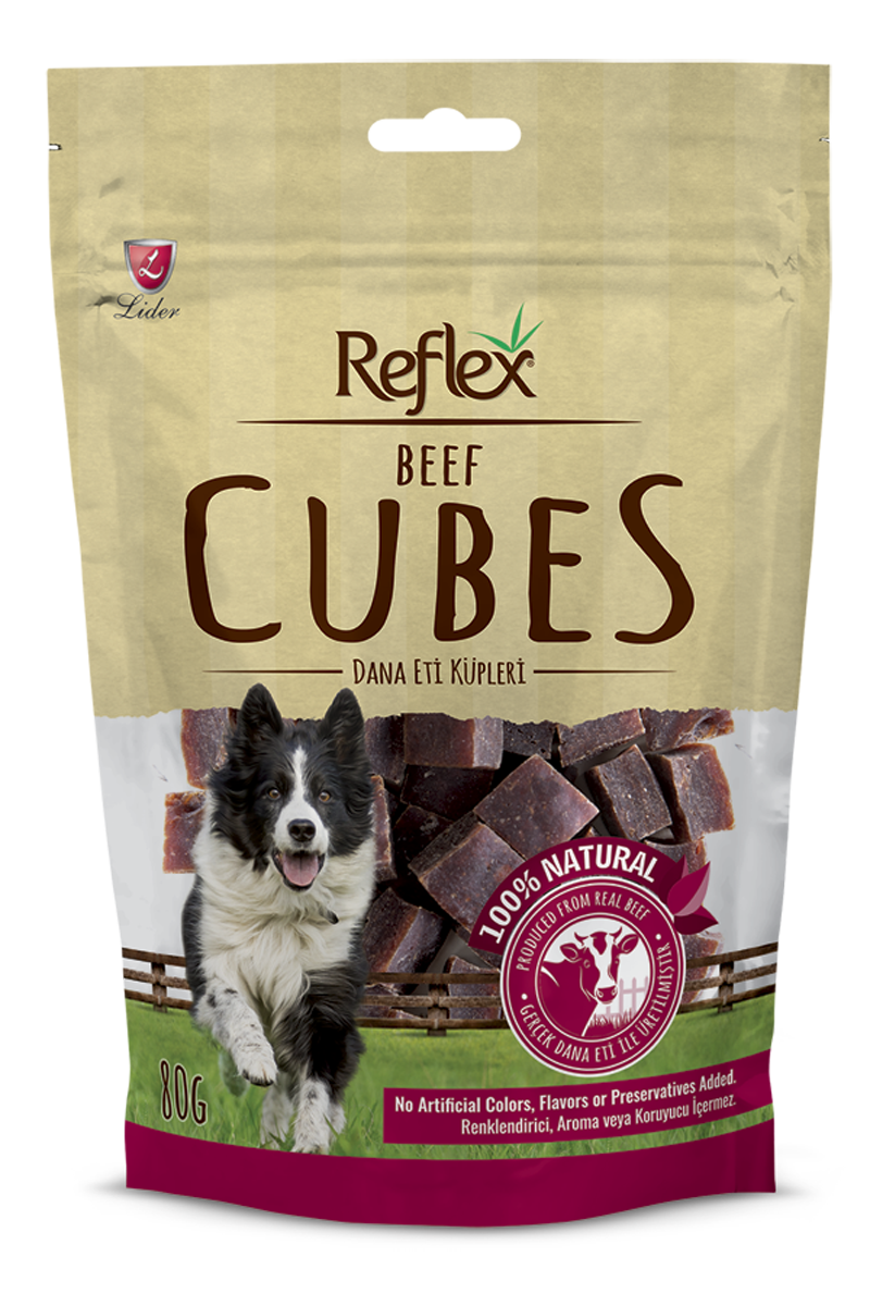 Reflex Cubes Beef Dog Treats 80G