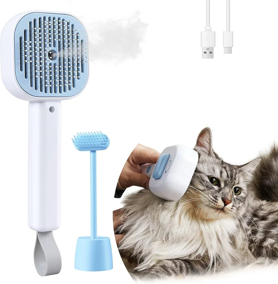 Pet Steam Brush Spritz Defur Comb for Indoor Kitten Shedding with Massage Comb