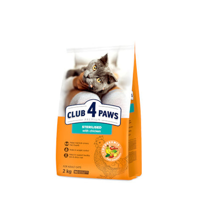 CLUB 4 PAWS PREMIUM for adult cats STERILISED With Chicken 2KG