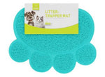 Nunbell Turquoise Paw Shaped Pet Litter Trapper Mat (30x40cm)