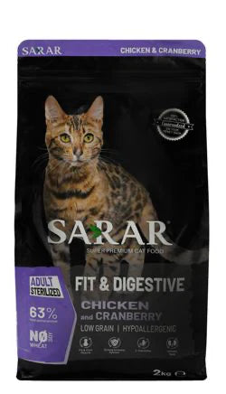 Sarar Hypoallergenic Fit & Digestive Dry Food with Salmon & Cranberry for Sterilized Adult Cats 2KG