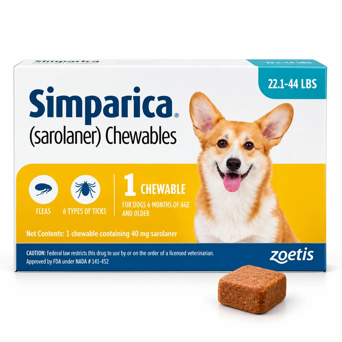 Simparica Sarolaner – 1 Chewable Tablet