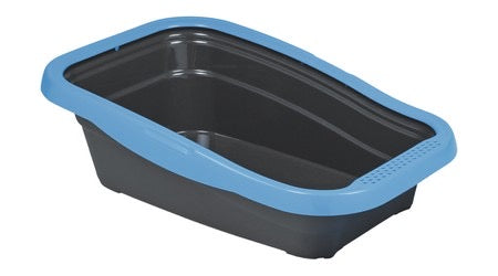 MPS Black & Blue Cat Litter Box with High Rim – 58 × 37.5 × 18 cm