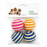 PET THING 4-Pack Sisal Rope Ball Set – Interactive Scratching & Chase Toys for Cats & Dogs