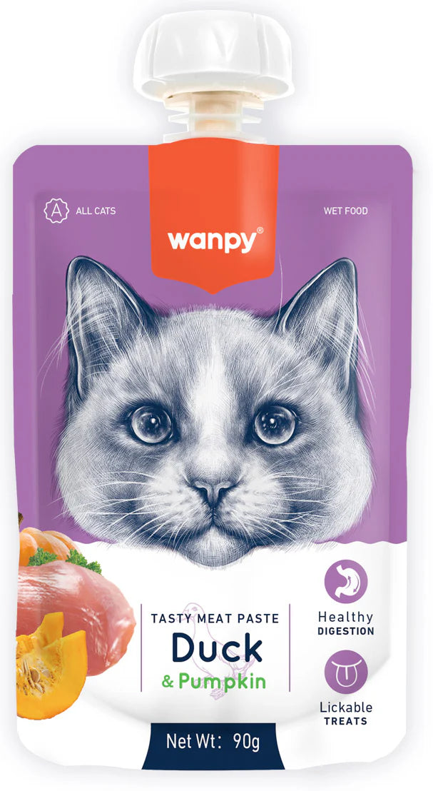Wanpy Wet Food For Adult Cat Tasty Meat Paste Duck & Pumpkin for Cats 90g