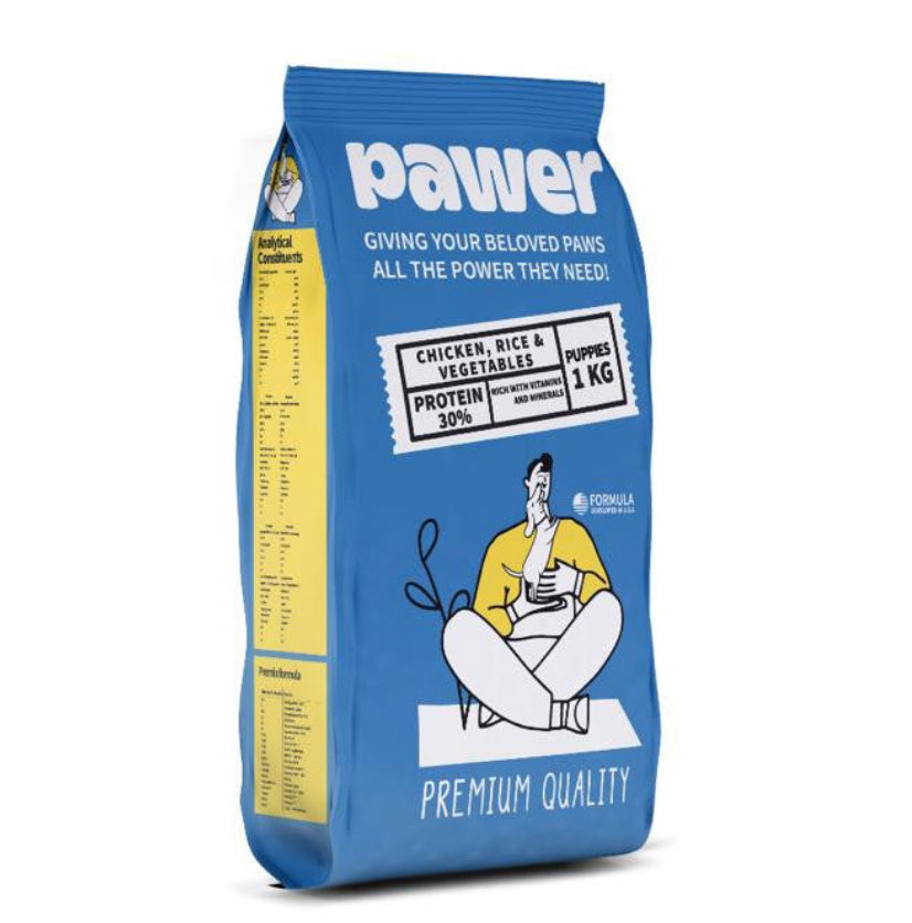 Pawer Dry Food with Chicken, Rice & Vegetables for Puppies -1kg - Talapets