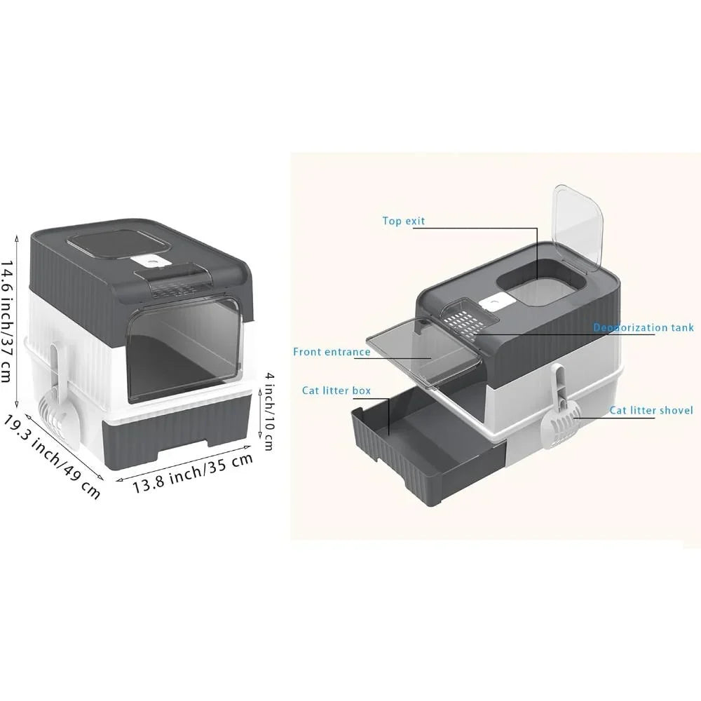 Large Cat Litter Box with Drawer and Scoop 35 * 14 * 49 Cm