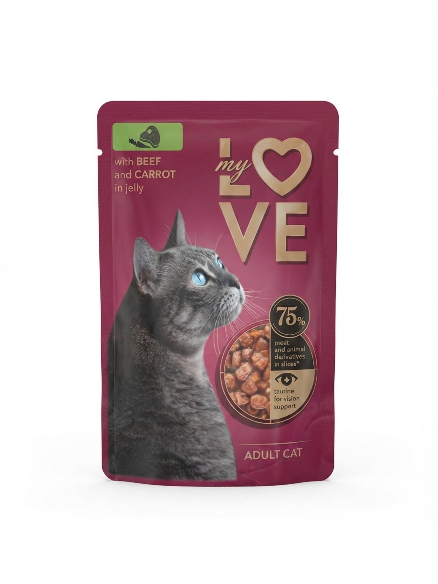 My Love Wet Food For Adult Cat With Beef In Gravy 85g