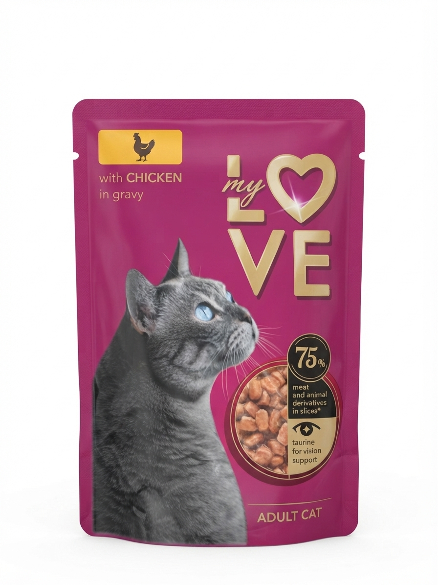 My Love Wet Food For Adult Cat With Chicken In Gravy 85g