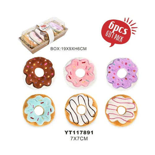 Naomi assorted donut plush catnip toys 6 per pack
