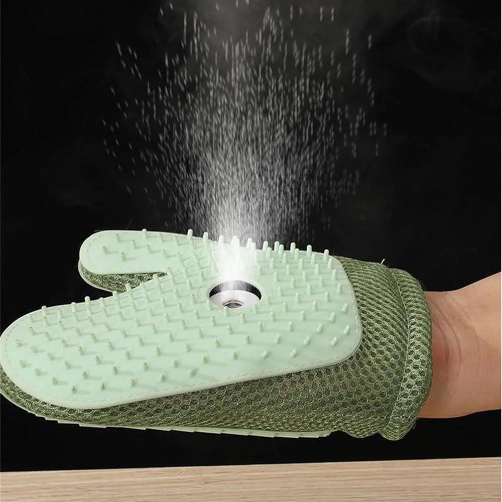 Pet Grooming Spray Glove Brush – Anti-Static Hair Removal & Odor Control