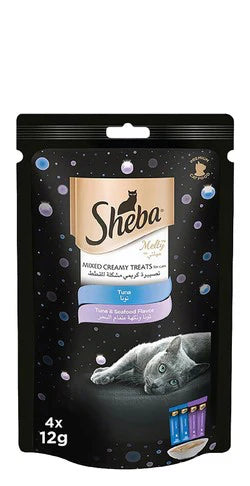 Sheba Melty Mixed Creamy Treats Tuna & Seafood Flavor 4x12G