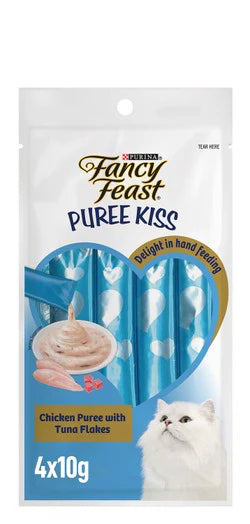 Purina Fancy Feast Chicken Puree Cat Liquid Treats with Tuna Flakes 4x10G