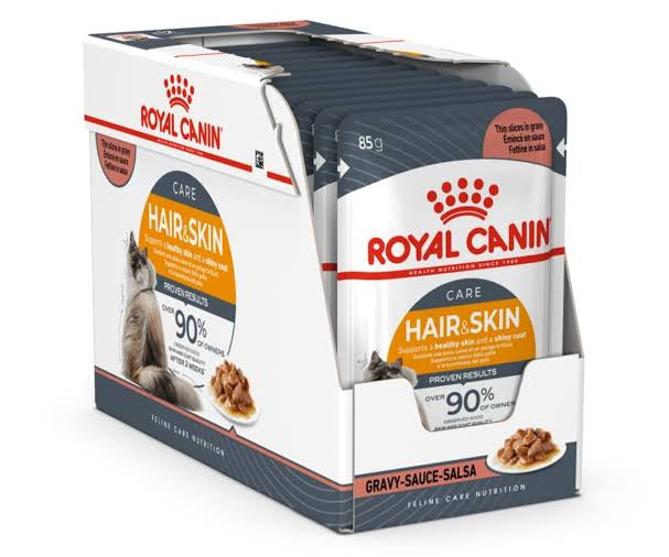 Royal Canin Hair & Skin Care in Gravy Wet Cat Food – 85 g Pouch (Skin & Coat)