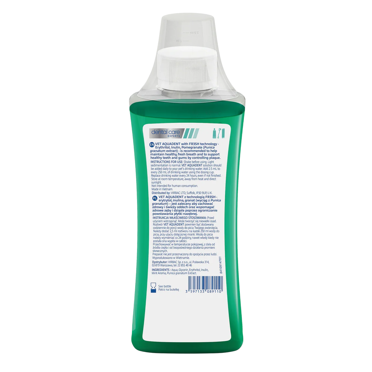 Vet Aquadent FR3SH™ – Water Additive for Dogs & Cats 250ml