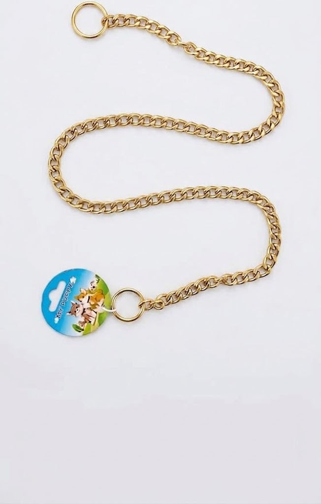 Stainless Steel Dog Choke Chain Collar, Gold, 3mm