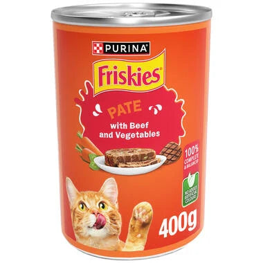 Friskies Pate Cat Food, Beef & Vegetable Flavor, 400g