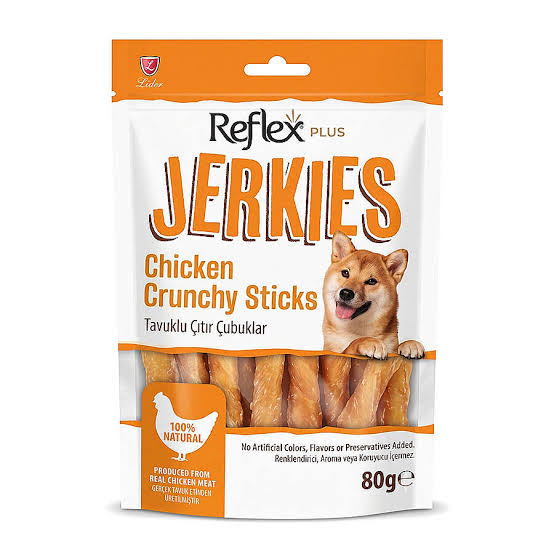 Reflex Plus Jerkies Chicken Dog Treats 80G