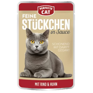 Perfecto Cat pouch in gravy with Beef & Chicken 100g