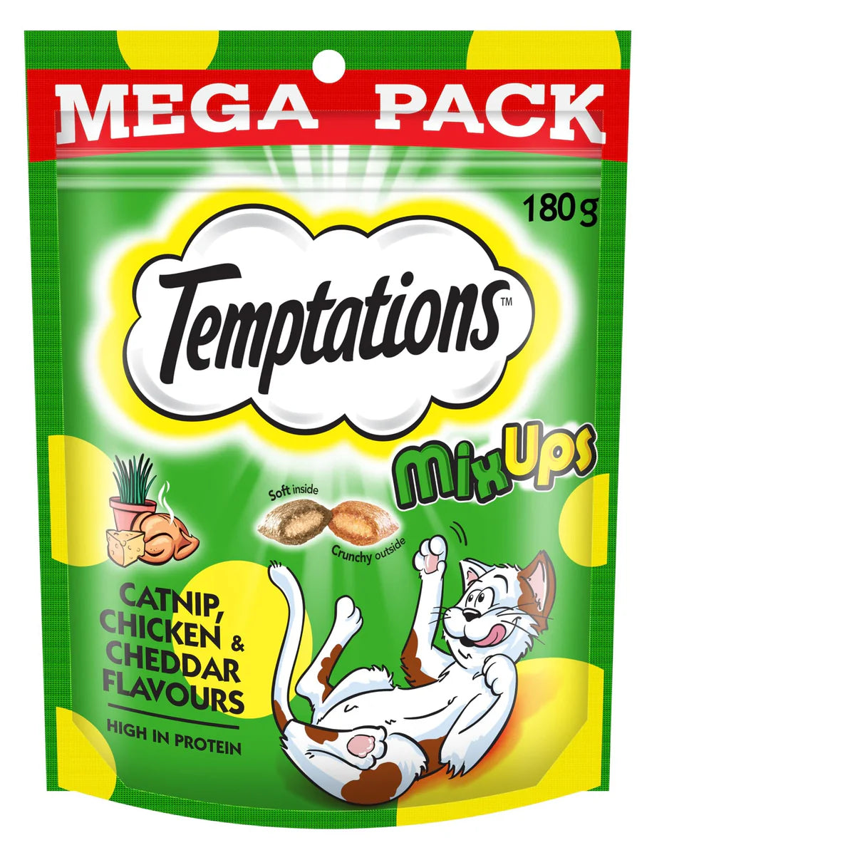 TEMPTATIONS™ Mega Pack Cat Treats MixUps Catnip, Chicken and Cheddar 180G